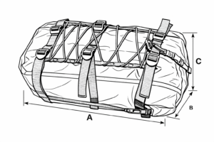 Technický nákres vaku na kufr na motorku