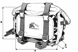 Technický nákres bočních vaků na motorku Explorer