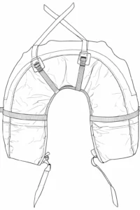 Nákres sedlového vaku Podkova 70L